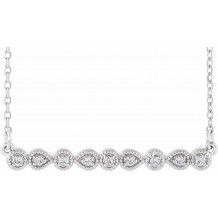 14K White .07 CTW Diamond Milgrain Bar 16-18 Necklace - 86704604P