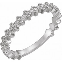 14K White Clover Stackable Ring - 51697101P