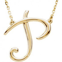14K Yellow Script Initial P 16 Necklace - 84635232P