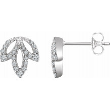 14K White 1/4 CTW Diamond Leaf Earrings - 65277160001P