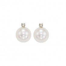 Gems One 14Kt White Gold Diamond (1/20Ctw) & Pearl (1 Ctw) Earring - PSD7.5AAA-4W