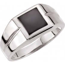 14K White 8 mm Square Onyx Ring - 60689100P