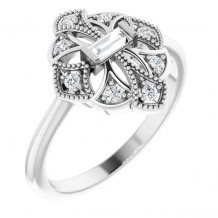 14K White 1/6 CTW Diamond Vintage-Inspired Ring - 124058605P