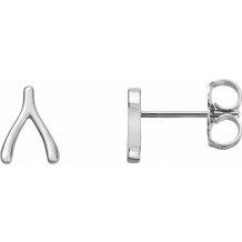 14K White Wishbone Earrings - 86438600P
