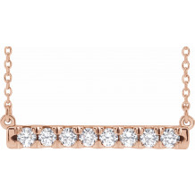 14K Rose 1/2 CTW Diamond French-Set Bar 18 Necklace - 86969727P
