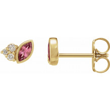 14K Yellow Pink Tourmaline & .05 CTW Diamond Earrings - 87095631P