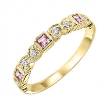 Gems One 10Kt Yellow Gold Diamond (1/10Ctw) & Pink Tourmaline (1/6 Ctw) Ring - FR1205-1YD