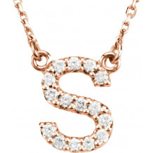 14K Rose Initial S 1/8 CTW Diamond 16 Necklace - 67311170P