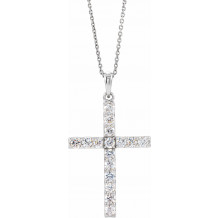 14K White  1/4 CTW Diamond Cross 18 Necklace - R4230860019P