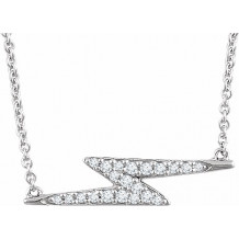 14K White 1/8 CTW Diamond Lightning Bolt 16-18 Necklace - 65214060001P