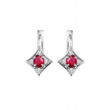 Gems One 14Kt White Gold Diamond (1/12Ctw) & Ruby (1/3 Ctw) Earring - FE4031-4WCR