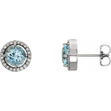 14K White Aquamarine & 1/6 CTW Diamond Earrings - 86069115P