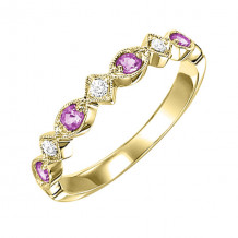 Gems One 10Kt Yellow Gold Diamond (1/20Ctw) & Pink Sapphire (1/6 Ctw) Ring - FR1037-1YD