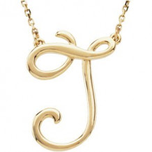 14K Yellow Script Initial J 16 Necklace - 84635205P