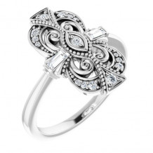 14K White 1/6 CTW Diamond Vintage-Inspired Ring - 124038600P