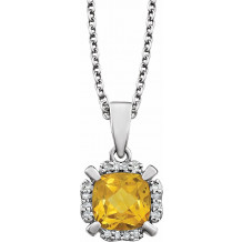 14K White Citrine & .05 CTW Diamond 18 Necklace - 65195360011P