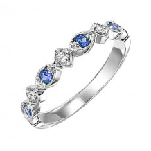 Gems One 10Kt White Gold Diamond (1/20Ctw) & Sapphire (1/6 Ctw) Ring - FR1041-1WD