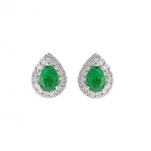 Gems One 10Kt White Gold Diamond (1/8Ctw) & Emerald (3/8 Ctw) Earring - ER31976-1WDE