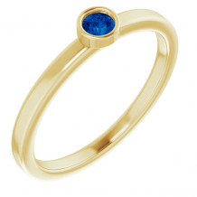 14K Yellow 3 mm Round Blue Sapphire Ring - 718066209P