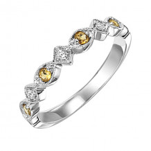 Gems One 14Kt White Gold Diamond (1/20Ctw) & Citrine (1/6 Ctw) Ring - FR1240-4WD