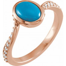 14K Rose Turquoise & 1/5 CTW Diamond Ring - 72091607P