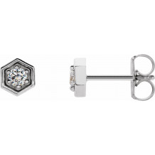 14K White 1/8 CTW Diamond Hexagon Stud Earrings - 86665600P