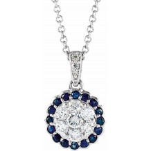14K White Blue Sapphire & 1/3 CTW Diamond Necklace - 65201560002P