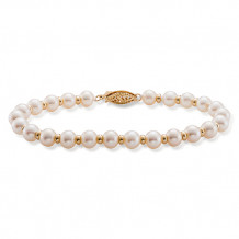 Mastaloni 14k Yellow Gold 7 inch Beaded Freshwater Pearl Bracelet