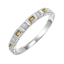 Gems One 10Kt White Gold Diamond (1/10Ctw) & Citrine (1/8 Ctw) Ring - FR1204-1WD