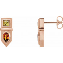 14K Rose Multi-Gemstone Geometric Bar Drop Earrings - 87039608P