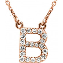 14K Rose Initial B 1/8 CTW Diamond 16 Necklace - 67311153P