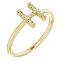 14K Yellow .07 CTW Diamond Initial H Ring - 1238346036P