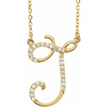 14K Yellow 1/10 CTW Diamond Initial J 16 Necklace - 67399119P