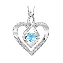 Gems One Silver Diamond (1/50 Ctw) & Created Blue Topaz (1/4 Ctw) Pendant - ROL1165B