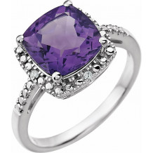 14K White Amethyst & .03 CTW Diamond Ring - 651604100P