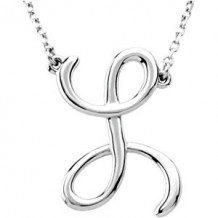 14K White Script Initial L 16 Necklace - 84635237P
