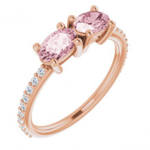 14K Rose Morganite & 1/5 CTW Diamond Ring - 12219660003P