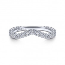 Gabriel & Co. 14k White Gold Contemporary Curved Wedding Band - WB14490R4W44JJ
