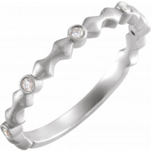 14K White .07 CTW Diamond Anniversary Band with Bead Blast Finish - 123950600P