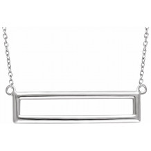 14K White Rectangle 16-18 Necklace - 65194960001P