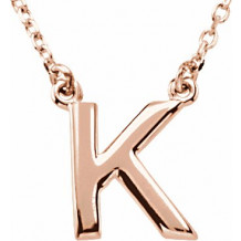 14K Rose Block Initial K 16 Necklace - 8463460010P