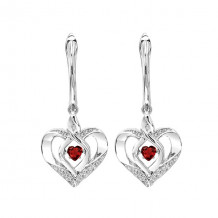 Gems One Silver Diamond (1/50 Ctw) & Created-Garnet (1/8 Ctw) Earring - ROL2165G