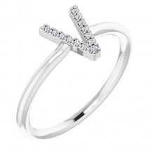 14K White .04 CTW Diamond Initial V Ring - 1238346105P