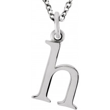 14K White Lowercase Initial h 16 Necklace - 8578070022P