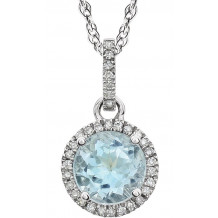 14K White Sky Blue Topaz & 1/10 CTW Diamond 18 Necklace - 65130170004P