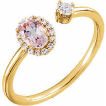 14K Yellow Morganite & 1/6 CTW Diamond Halo-Style Ring - 71903601P