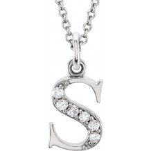 14K White .03 CTW Diamond Lowercase Initial s 16 Necklace - 8580360054P