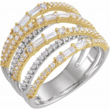 14K White & Yellow 1 CTW Diamond Negative Space Ring - 65357810002P