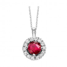 Gems One 14Kt White Gold Diamond (1/12Ctw) & Ruby (1/4 Ctw) Pendant - NP711-4WCR