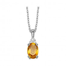 Gems One 10Kt White Gold Diamond (1/50Ctw) & Citrine (1/2 Ctw) Pendant - FP4029-1WDC